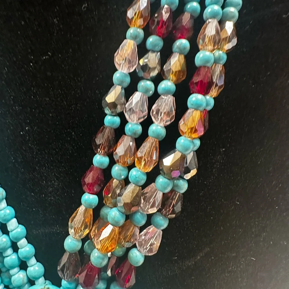 Joan Rivers Turquoise Beaded Necklace with Floral Pendant - Picture 3 of 7